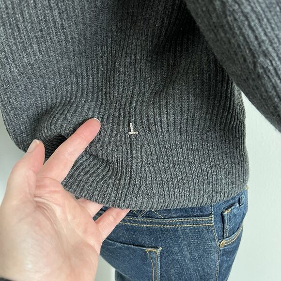 Lafayette 148 Women's Ribbed Cardigan Size S 100% Cashmere Gray Puff Sleeves - Picture 6 of 9